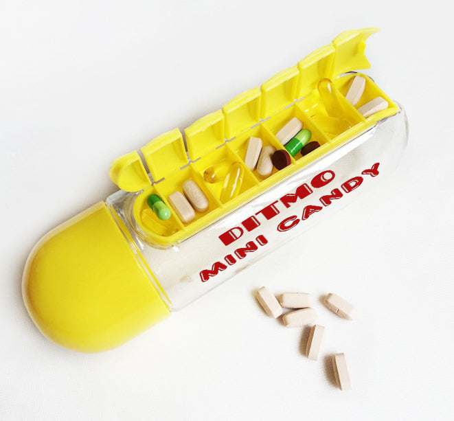 Mini Candy Kapsül Tasarımlı Haftalık İlaç Kutusu + Su Şişesi