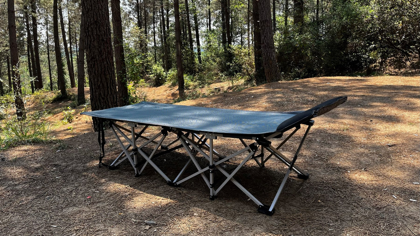Etravel CR-1176 Premium Katlanabilir Şezlong Kamp Yatağı Plaj Yatağı Kampet Siyah