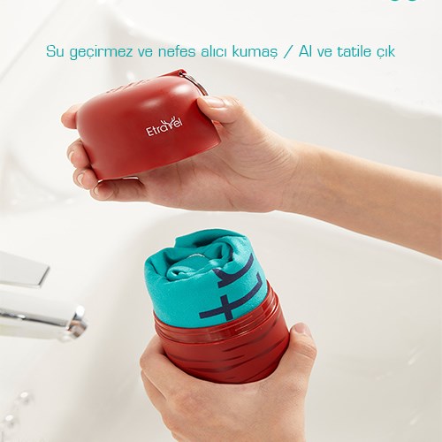 Etravel özel taşıma çantalı Mikrofiber çok amaçlı havlu seyahat ve plaj havlusu - Neotech Market