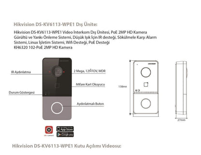 Hikvision DS-KV6113-WPE1 Villa Tipi İP interkom Dış ünite - Neotech Market