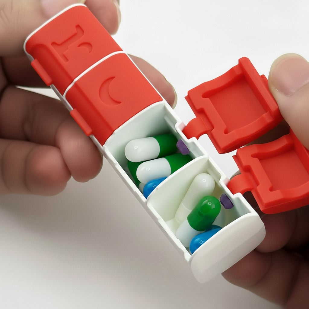 4 Bölmeli İlaç Kutusu Magnet Özellikli