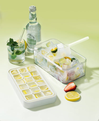 Yeni Nesil Çift Katlı Buz Kalıbı – Kapaklı Saklama Kutulu, Basmalı Sistem