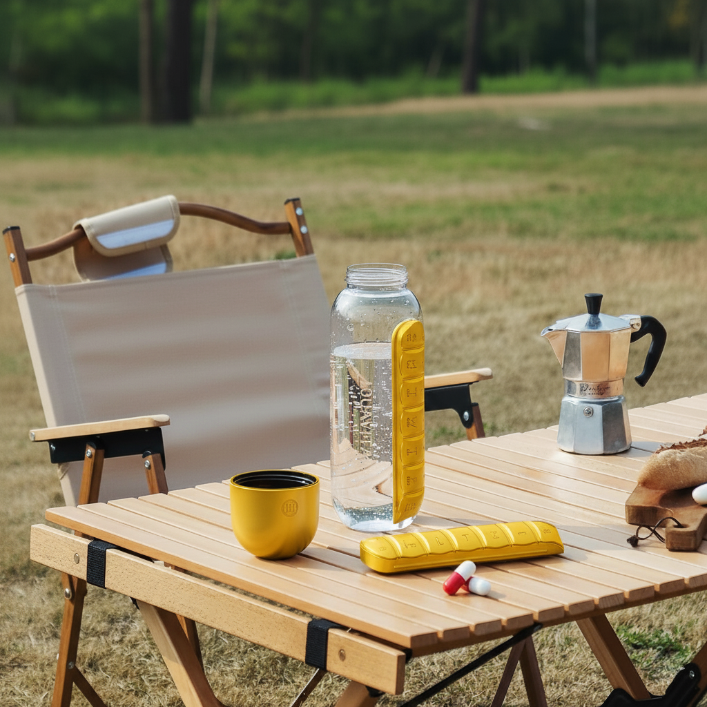 Mini Candy Kapsül Tasarımlı Haftalık İlaç Kutusu + Su Şişesi