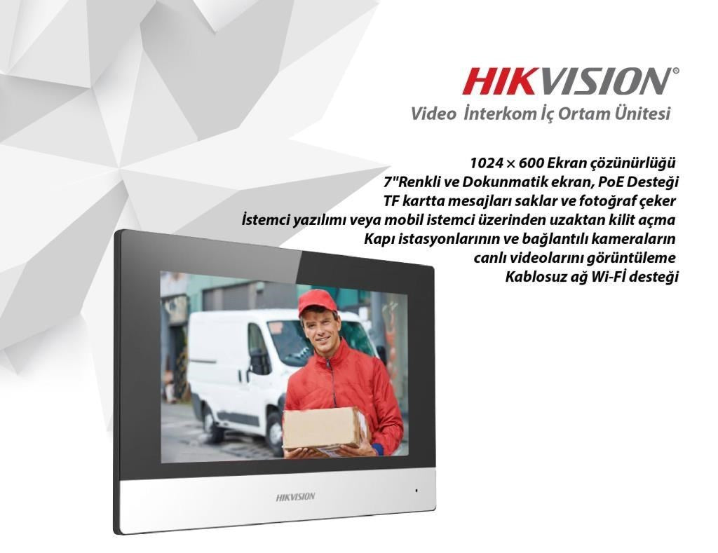 Hikvision DS-KH6320-WTE1 7 TFT İç Mekan İP Görüntülü Diafon Ekran