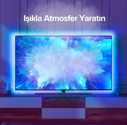 TV Arkası Ambiyans Aydınlatması – 3 Metre USB RGB LED Şerit Seti ile TV Duvarınızı Renklendir