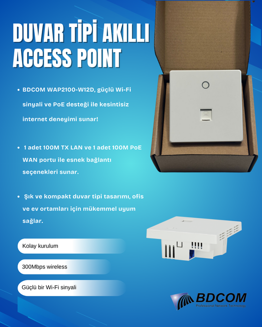 BDCOM Duvar Tipi Akıllı Access Point WAP2100-W12D