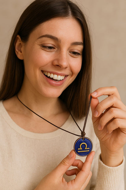 El Yapımı Seramik Burç Kolye - Ayarlanabilir 30 cm - Kişiye Özel Astroloji Takıları - Neotech Market