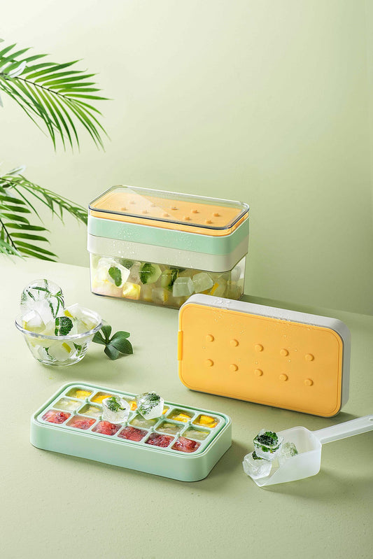 Yeni Nesil Çift Katlı Buz Kalıbı – Kapaklı Saklama Kutulu, Basmalı Sistem