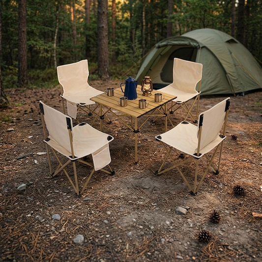 Etravel Premium 4-piece folding table and chair set: 4 chairs + 1 table. Foldable.
