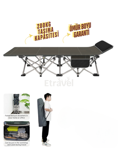 Premium Katlanabilir Şezlong Kamp Yatağı Plaj Yatağı Kampet CR-1176 - Neotech Market