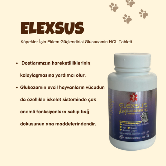 Elexsus Köpekler İçin Eklem Güçlendirici Glucosamin HCL Tableti 50gr