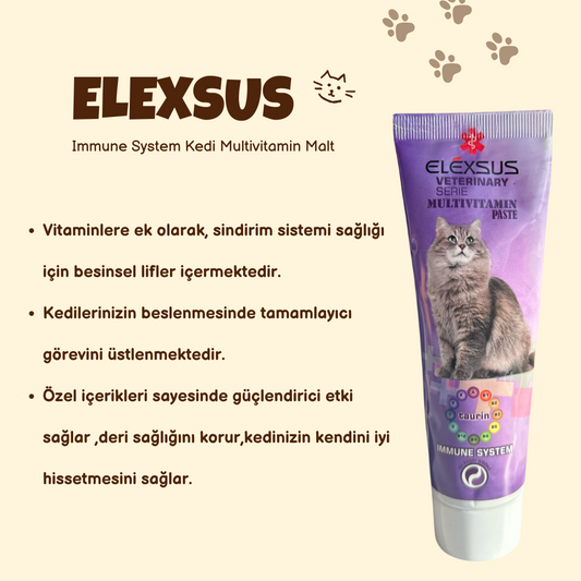 Elexsus Kedi Bağışıklık Sistemi Multivitamin Malt 100gr