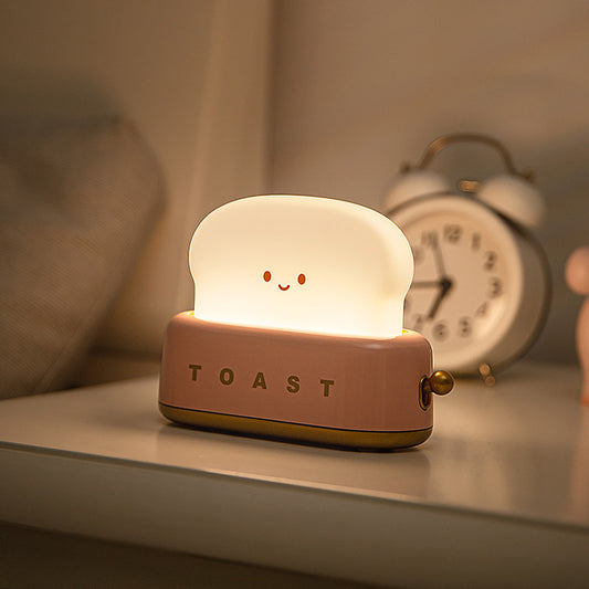 Pembe Tost Gece Lambası – Şarjlı & Pilli Sevimli LED Işık,Hediyelik Led Lamba