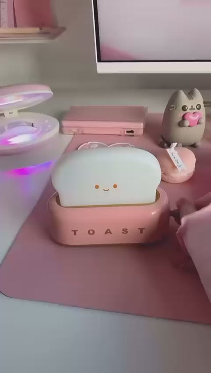 Pembe Şarjlı & Pilli Sevimli LED Masa Lambası