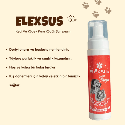 Elexsus Natural Kedi Ve Köpek Kuru Köpük Şampuanı 200ml