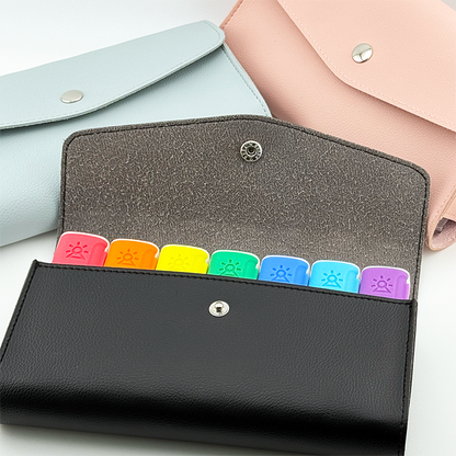 Siyah Taşıma Çantalı 7’li Renkli Weekly İlaç Kutusu Seti